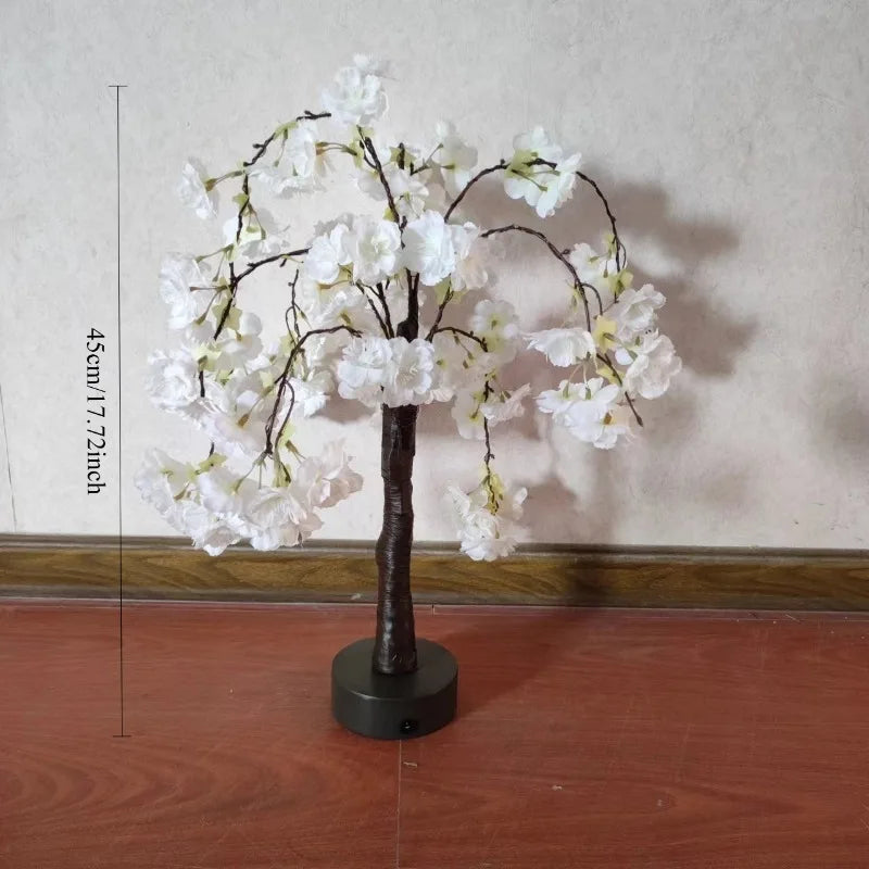 LED Tree Light Simulation Cherry Blossom Atmosphere Decoration Desk Lamp Bedroom Lighting Night Light Home Office Desktop