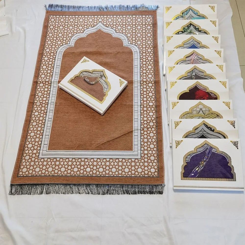 Printed Floor Mat 70x110cm Muslim Prayer Rug Non-slip Foldable Islamic Prayer Mat Rectangle Ethnic Style Janamaz Sajadah Eid