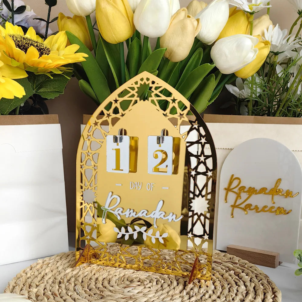 Ramadan Kareem Countdown Calendar Ornament Eid Mubarak Decoration 2025 For Home Muslim Islamic Festival Eid Al-Fitr Party Favors