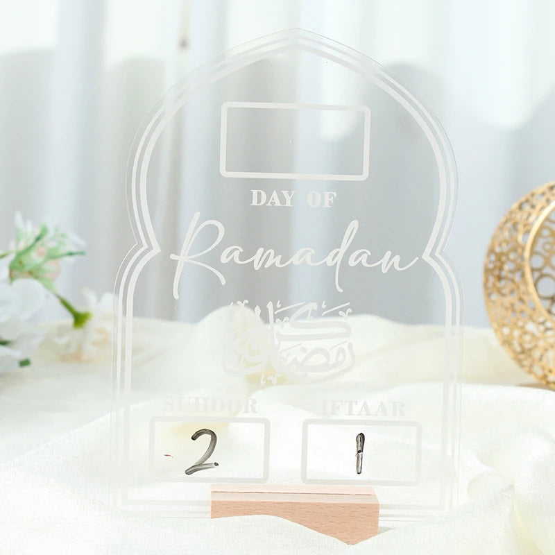 Ramadan Countdown Calendar Acrylic Eid Mubarak Ornament Kareem Ramadan Decoration 2025 For Home Islamic Muslim Party Decor Gifts