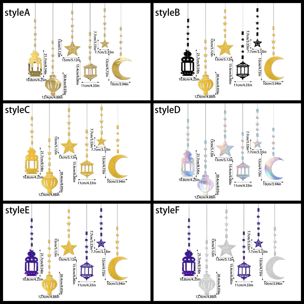 Glitter Gold Star Moon Banner Ramadan Paper Garland Hanging Decoration Ramadan Kareem Eid-al-fitr Islamic Eid Mubarak Decoration