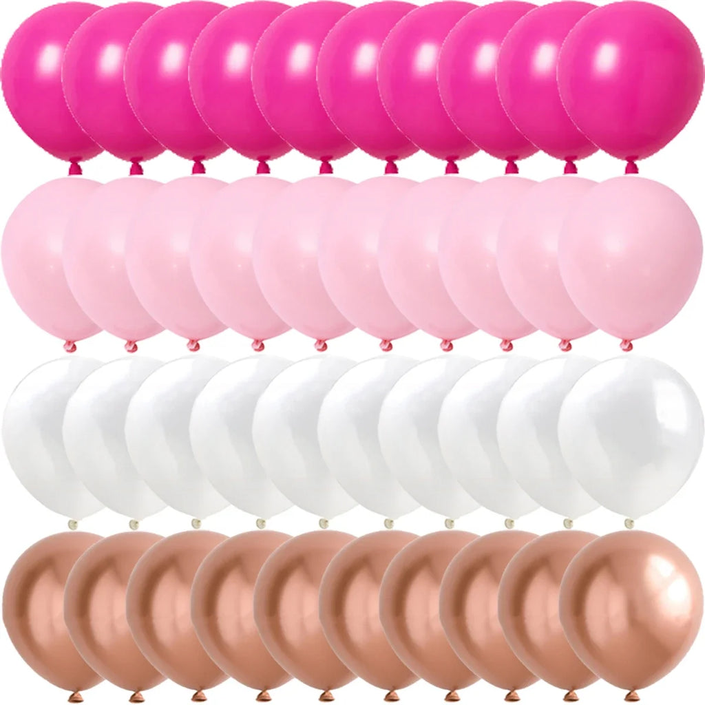 40PCS Rose Pink Metal Latex Confetti Confetti Balloons Wedding Decorations Matte Globos New Year Birthday Party Decorations