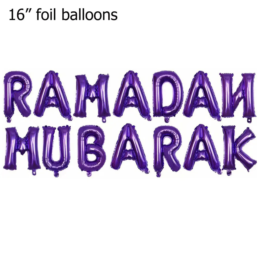 Eid Munarak Balloon Set Gold Foil Latex Balloons for Muslim Festival Home DIY Decoration Ramadan Kareem Party Ballon Globos