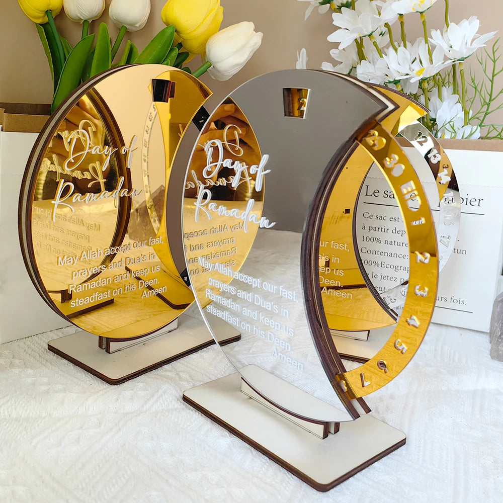 Ramadan Advent Calendar, Ramadan Advent Countdown Mubarak Acrylic Moon Ramadan Decoration ,Eid Mubarak Party Decoration