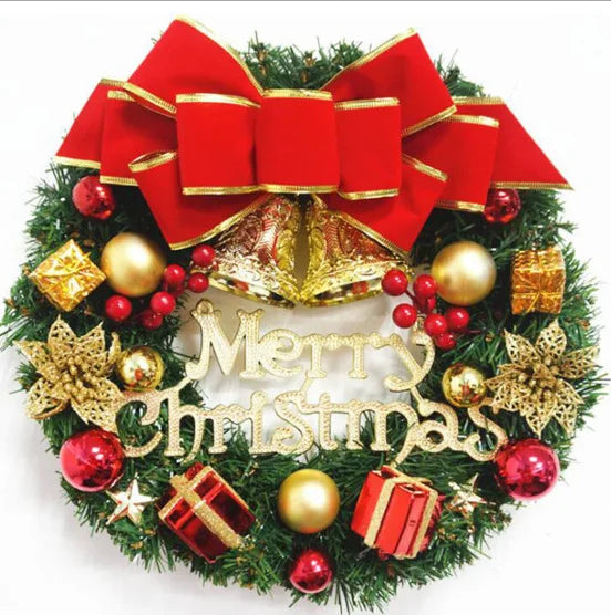 Red Christmas Wreath for Front Door Gold Window Wall Door Christmas Decorations 2024 Garland Ornament Guirnalda Navidad