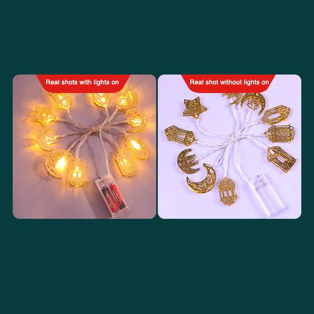 1.5M 10LED EID Mubarak String Lights Islam Muslim Festival Party Decor Moon Star Castle Lantern Ramadan Home Party Decoration