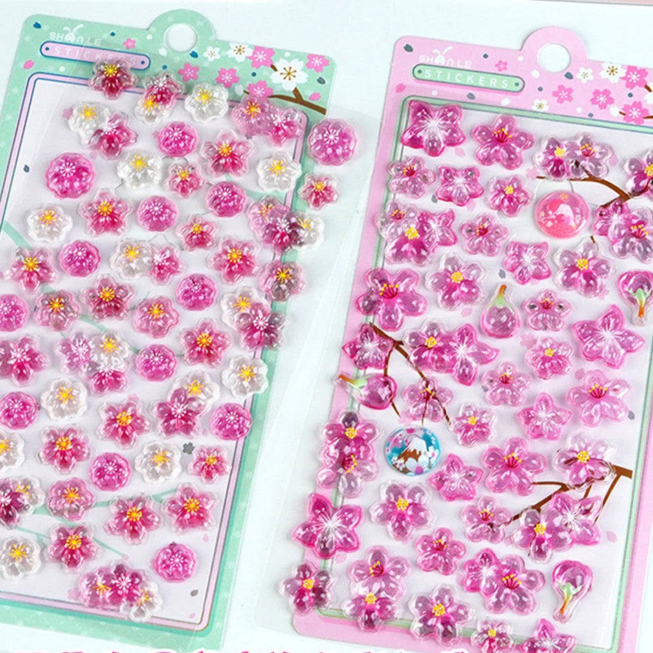 Cherry Blossom Petal Sakura Drop 3D Relief Stickers Scrapbooking DIY Journaling Stationery Diary Decor School Cute Stickers