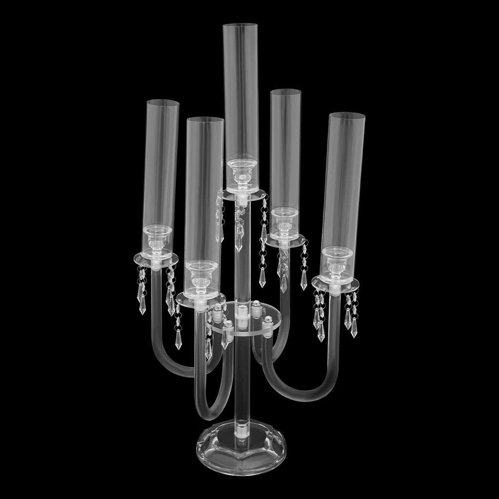 4PCS 4+1 Arms Acrylic Candle Holders  Candelabra Wedding Table Centerpieces Flower Stands Party Candlesticks Decoration