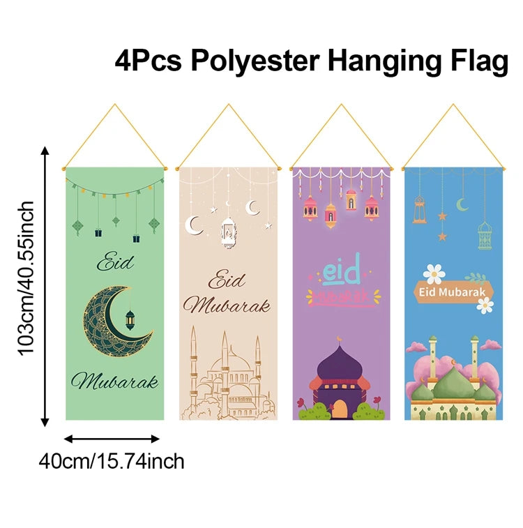 Eid Mubarak Decoration Hanging Flag Eid Mubarak Decor 2025 for Home Islamic Muslim Party Decor Ramadan Kareem Eid Al-Fitr Gift