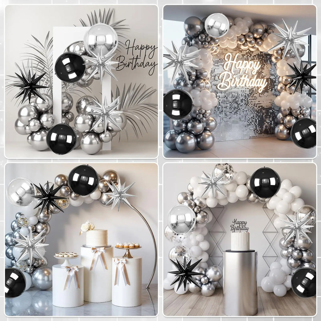 6pcs 22 inch 4D Big Round Exploding Star Foil Balloons Anniversary Birthday Wedding Theme Party Decoration Balloons