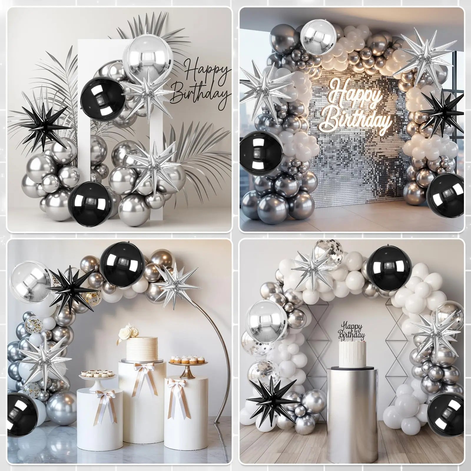 6pcs 22 inch 4D Big Round Exploding Star Foil Balloons Anniversary Birthday Wedding Theme Party Decoration Balloons