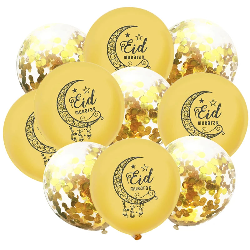 10Pcs Eid Mubarak Latex Balloon Ramadan Kareem Decoration Air Globos Ramadan Mubarak Muslim Islamic Festival Party Supplies 2024