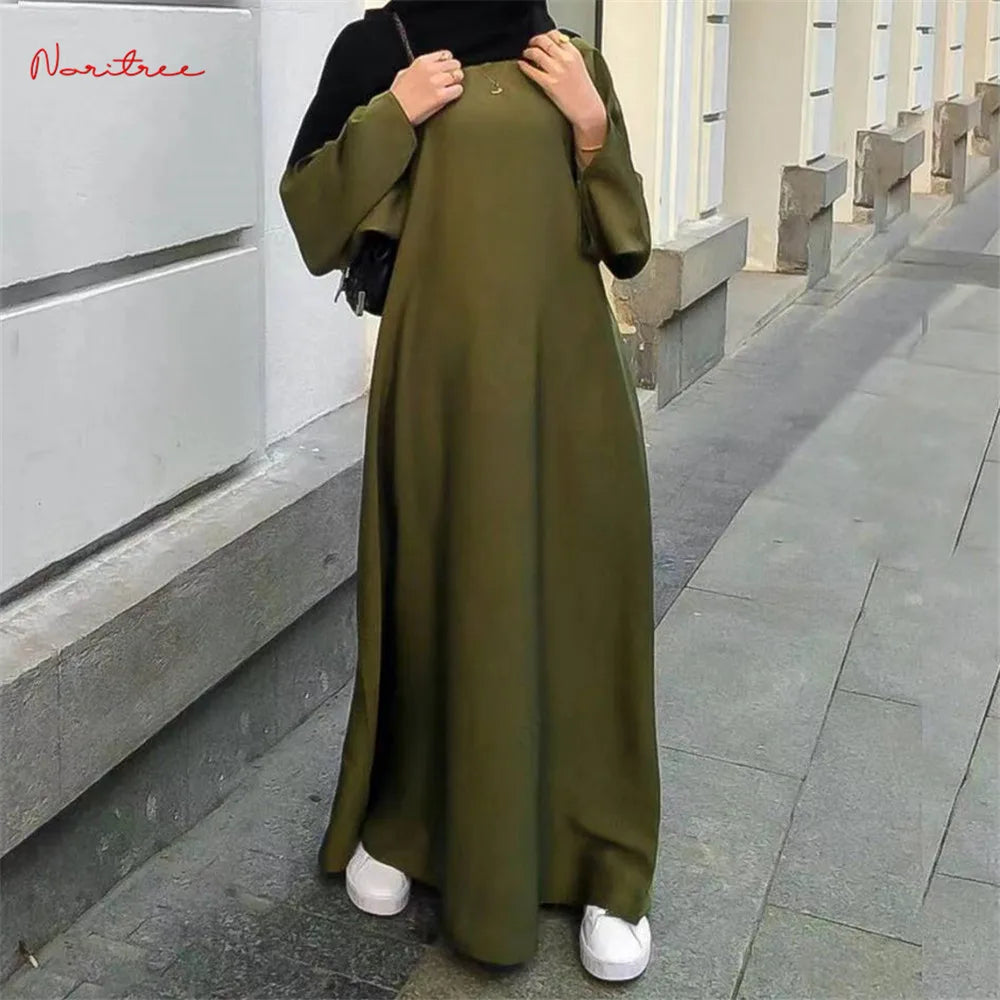 Fashion Sliky Djellaba Muslim Dress Dubai Full Length Flare Sleeved Soft Abaya Dubai Turkey Muslim Islam Robe WY921