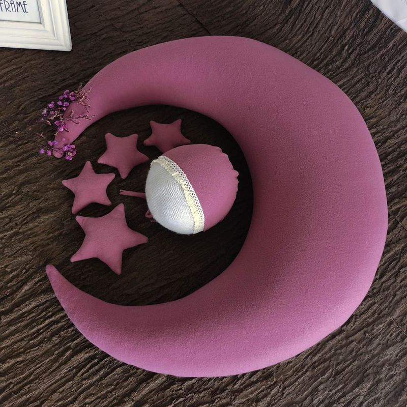 ❤️Newborn Photography Props Accessories Posing Crescent Pillow+Stars+Hat 6Pcs/Set Studio Baby Photo Decoration Moon Fotografia