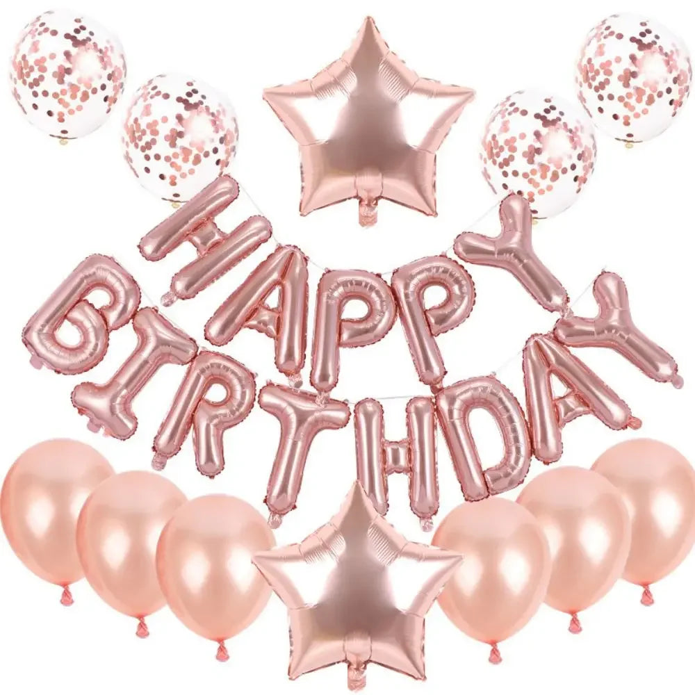 25pcs/set Happy Birthday Balloons Set Foil Letter Balloon Garland Bunting Banners Kids Birthday Party Babay Shower Decoration