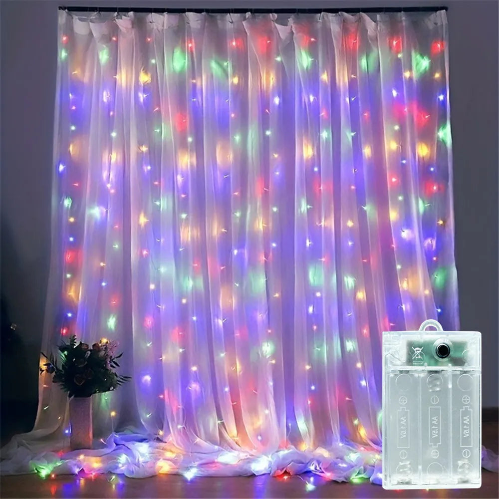 Wedding Outdoor Decor 2026 Ramadan Decoration Valentine's Day LED Curtain String Light Eid Mubarak for Home Fairy Battery Power