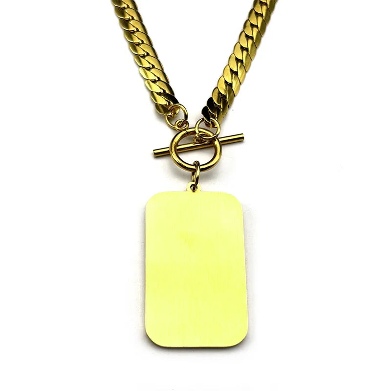 Islam Quran Muslim Pendant Necklace Stainless Steel Gold Color Geometric Arabic Medal Amulet Chain Jewelry Gift for Women Men