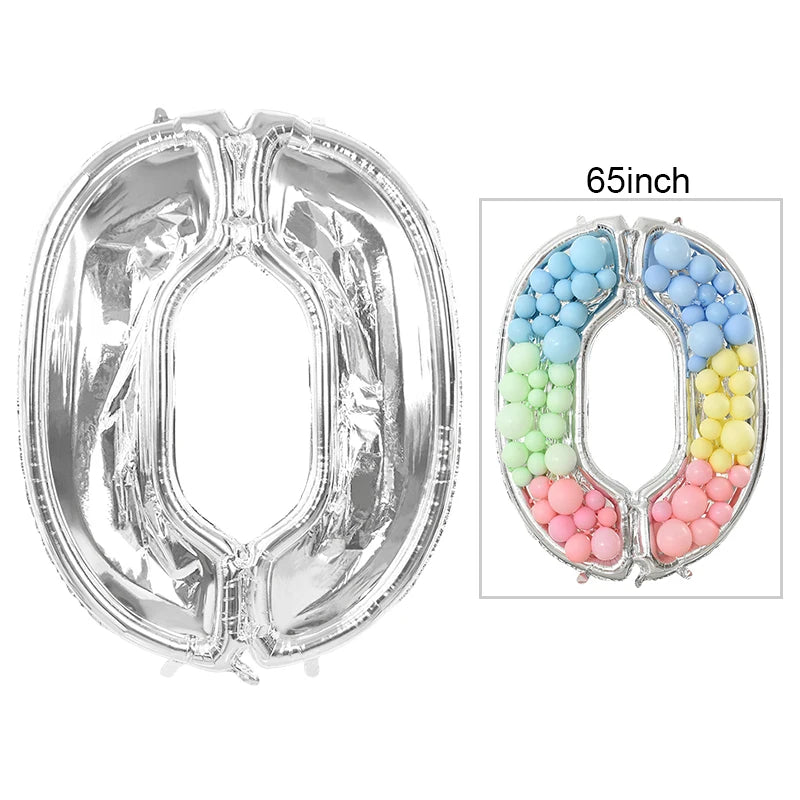65inch Large Foil Number Balloon DIY Filling Frame 1st 18th Birthday Decoration Balloons Filling Box Wedding Anniversary Decor