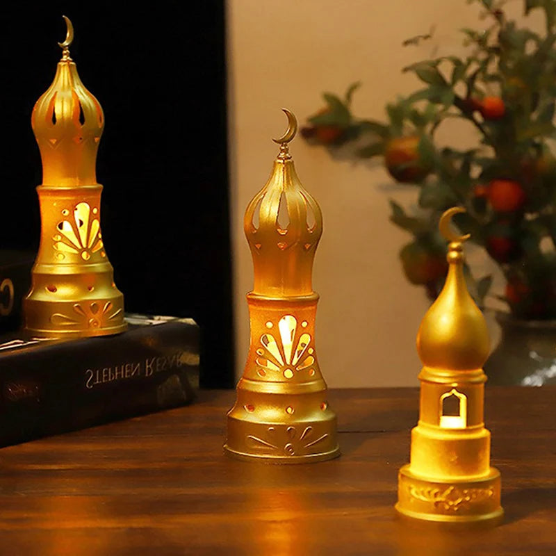 Electronic Ramadan Candle Lantern 2026 Muslim Ramadan Lantern Table Decorations Eid Mubarak Desk Accessories Ramadan Party Gifts