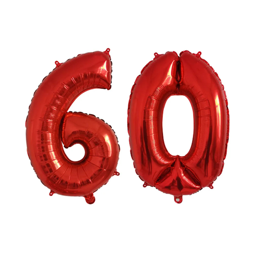 2Pcs 30/40 Inch Large Digit Number Gold Black Silver 60th Birthday Decoration Foil Balloons 60 Wedding Anniversary Supplies