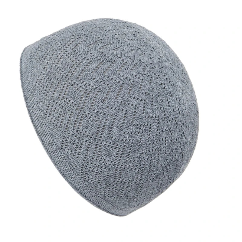 Breathable Muslims Adult Knit Kufi Elastic Hollow out Islamic Knit Kufi Inner Hat Casual Church Pray Lightweight Hat