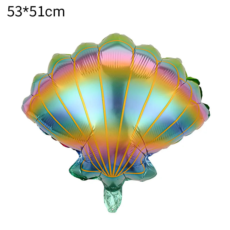 Sea Shell Balloon Transparent Rainbow Gradient Color Shell Foil Balloon Ocean Mermaid Theme Kids Birthday Wedding Party Decor