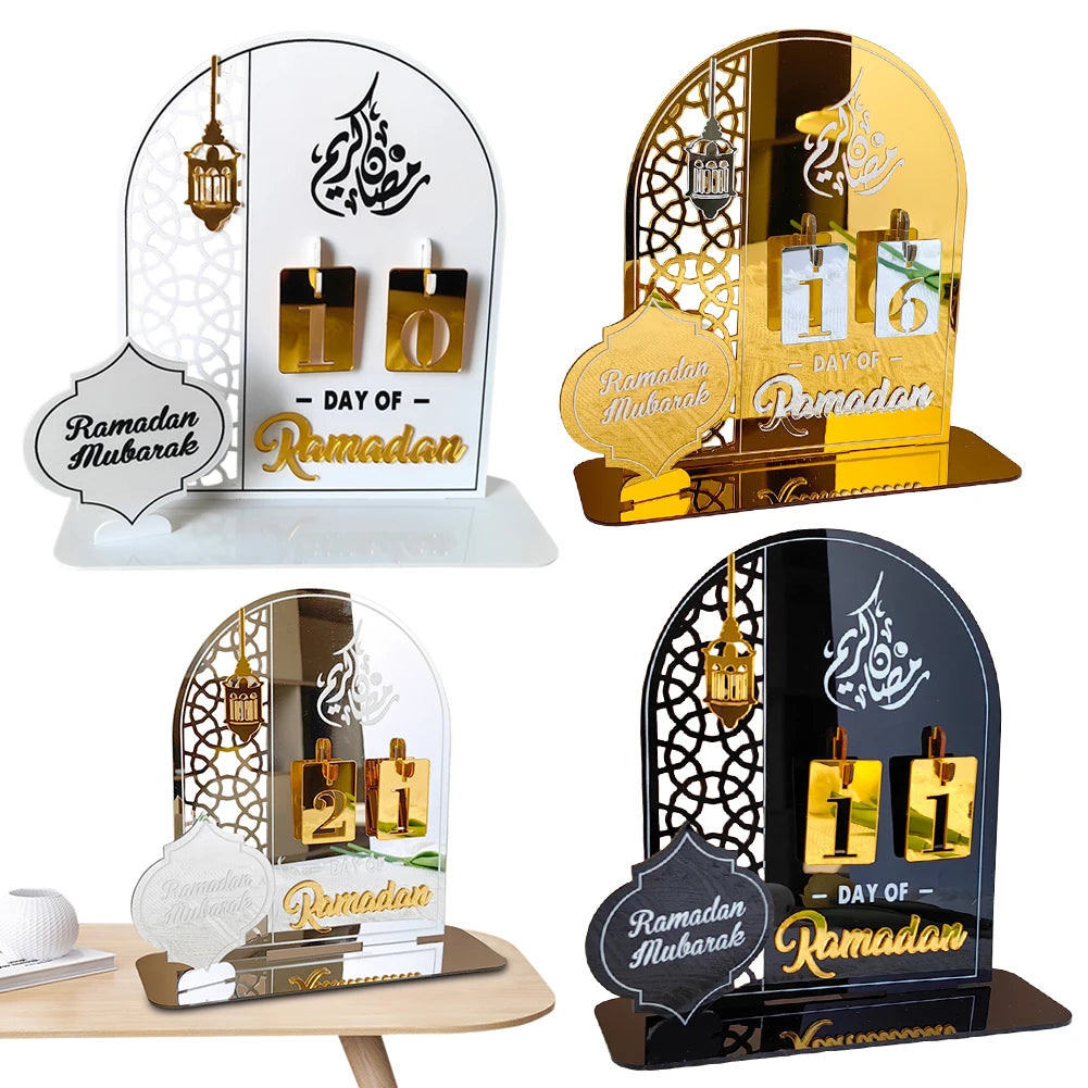 Acrylic Ramadan Advent Calendar Gift for Kids Ramadan Decorations Eid Mubarak Countdown Calendar for Home Decor