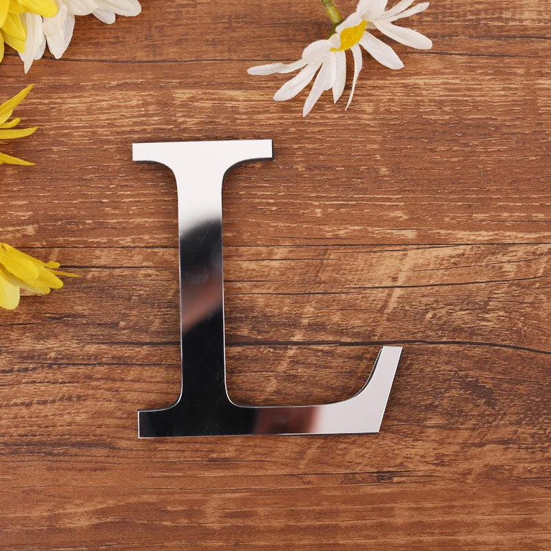 Acrylic Mirror 3D Alphabet  House Number Wall Sticker English Alphabet Sticker Decoration Wedding love letters Decorative