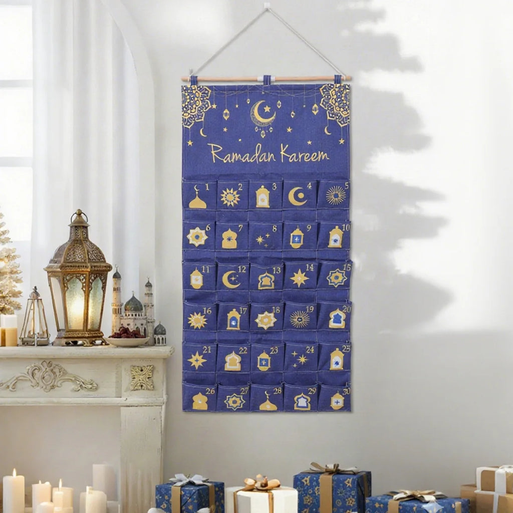 Eid Advent Calendar Ramadan Decoration for Home 2026 Ramadan Kareem Hanging Calendar Islamic Muslim Eid Al Adha Party Supplies
