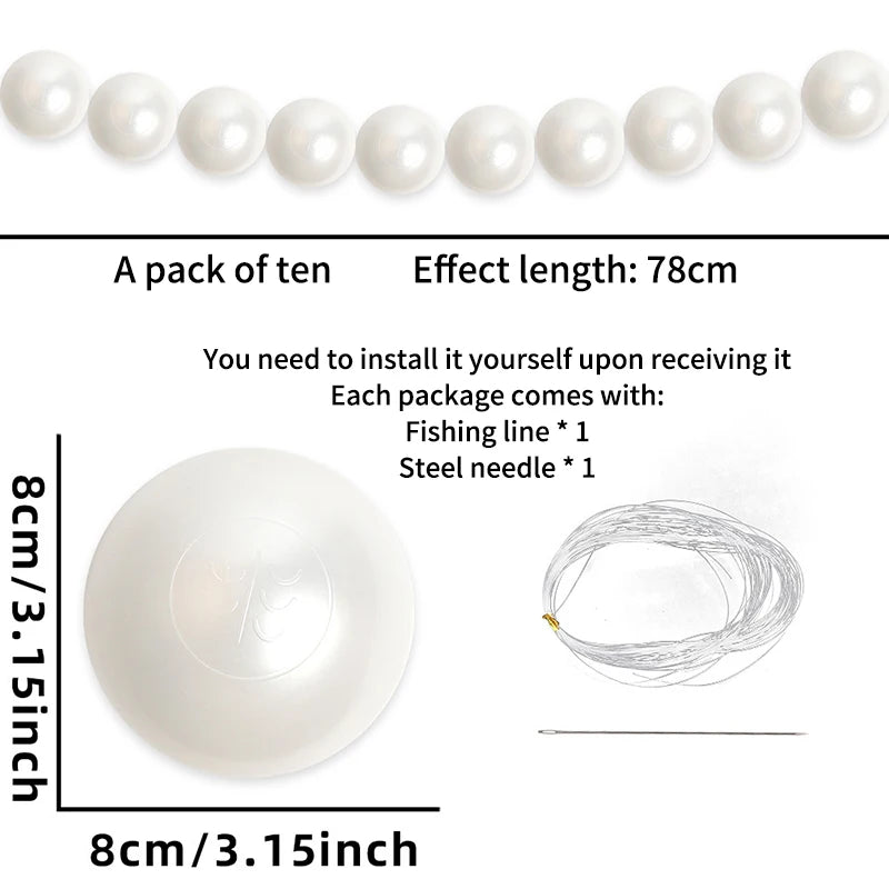 Wedding Party Big Pearl Decor Wedding Supplies Birthday Party Artificial Pearls Diy Beaded Garland White Ball Pendant & Figurine
