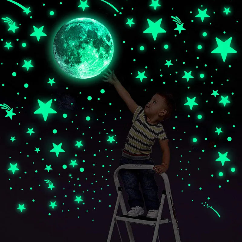 Luminous Moon Stars Wall Stickers for Kids room Bedroom Decor Glow in the dark Earth Wall Decals Noctilucent Stickers Home Decor