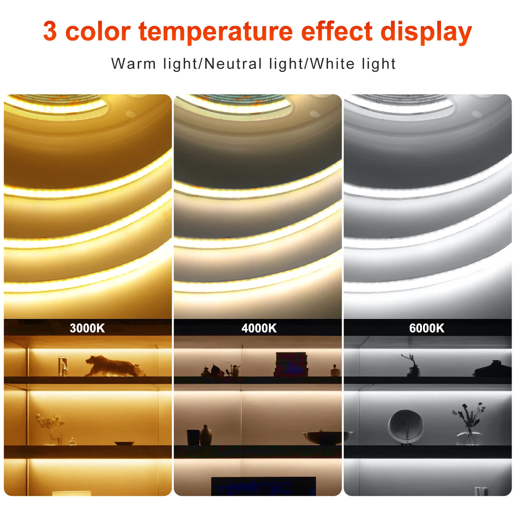 5V COB LED Light Strip With Touch Dimmer/ON OFF Switch/3Key Dimmer 320LEDs/M High Density LED Lamp Room Bar TV Backlight 9Colors
