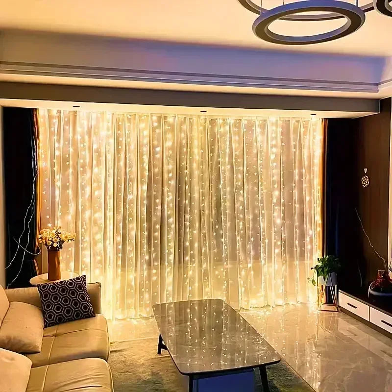 3/4/6M USB Curtain LED String Lights Fairy Lights EID Mubarak Bedroom Wedding Valentine's Day Ramadan Home Decoration 2026