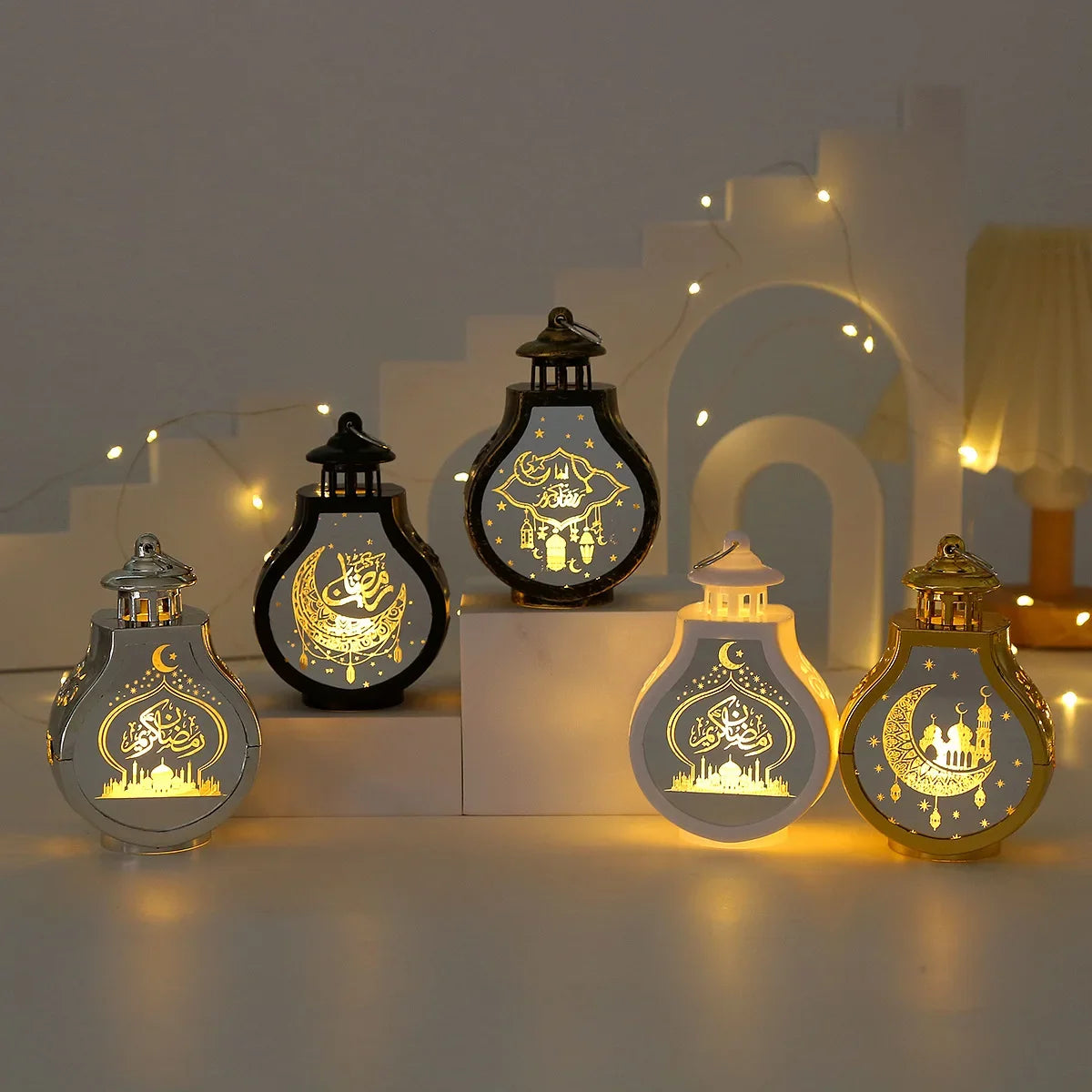 Eid Mubarak LED Wind Lamp Ornament Islam Muslim Party Decor Supplies Ramadan Lantern 2026 Eid Decoration for Home Party Gift