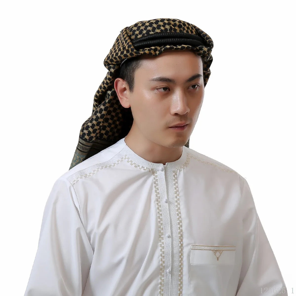 Men Muslim Head Scarf Saudi Arab Dubai Traditional Islamic Clothing Male Headscarf Hijab Plaid Turban Shemagh Gutra Prayer Wear