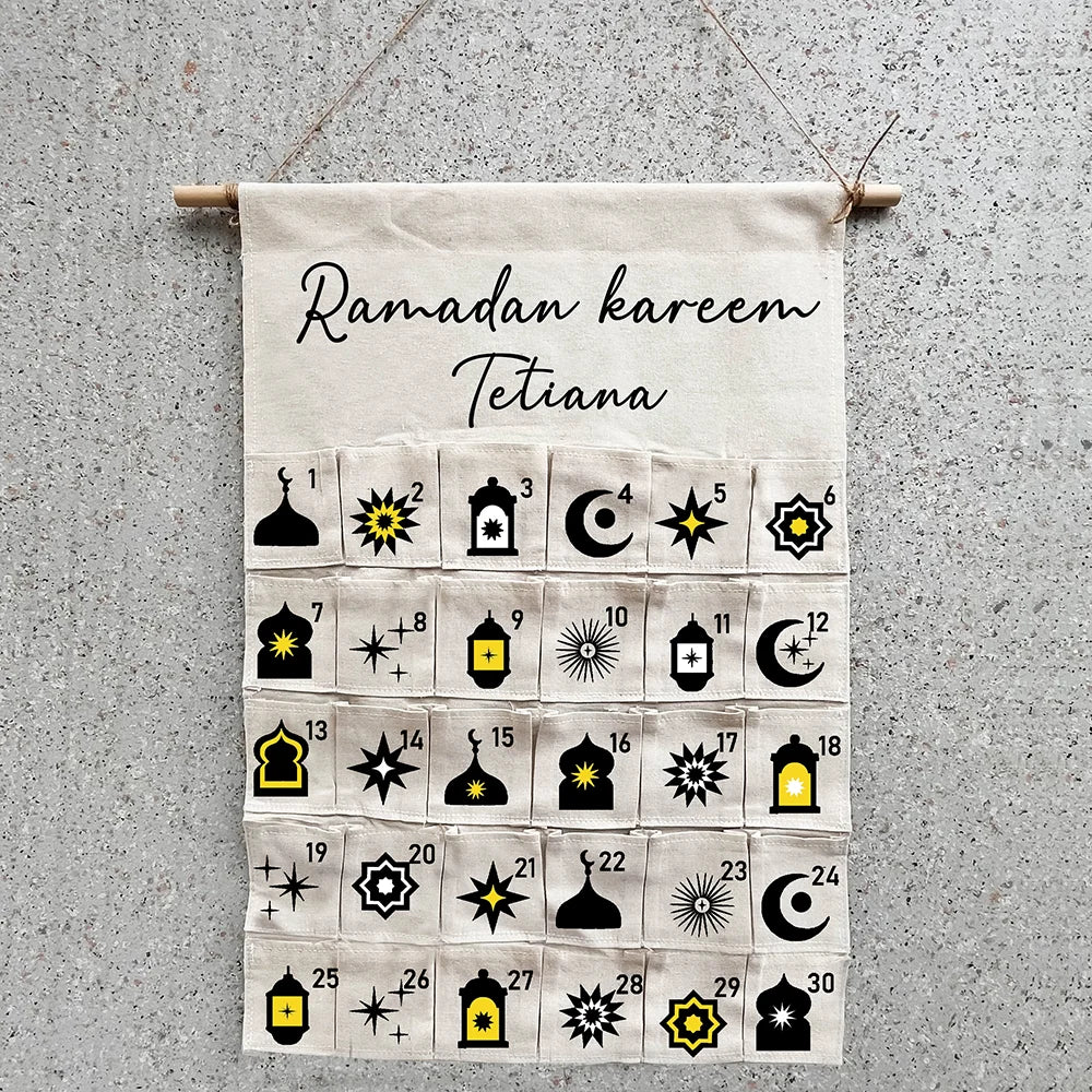 personalized name Ramadan kareem 30 day Advent Calendar for kid boy girl Muslim Islamic eid al Fitr Wall Hanging Home decoration