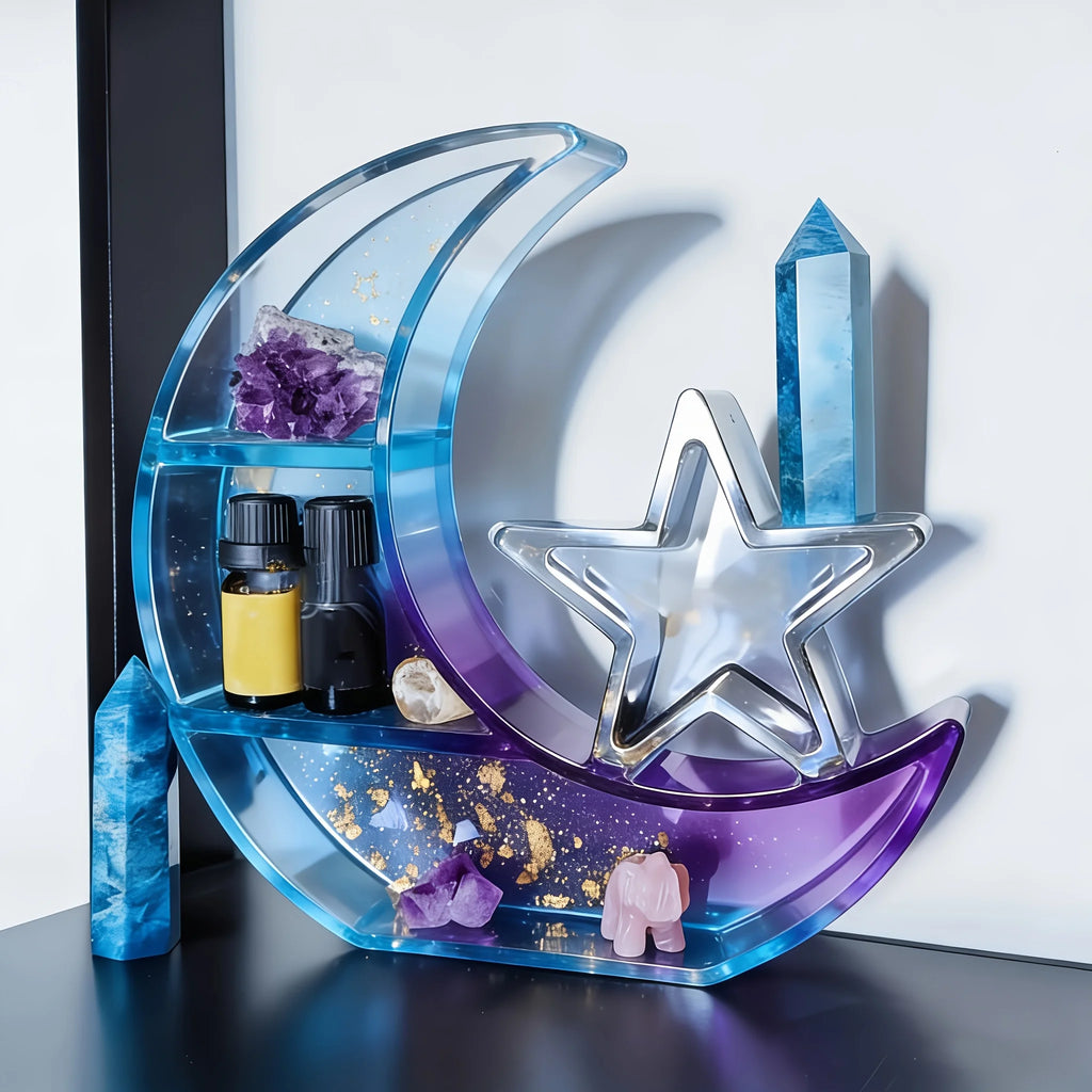 1pc- Moon Star Stand resin mold, New Moon display stand tray silicone mold, DIY jewelry stand storage rack home decoration