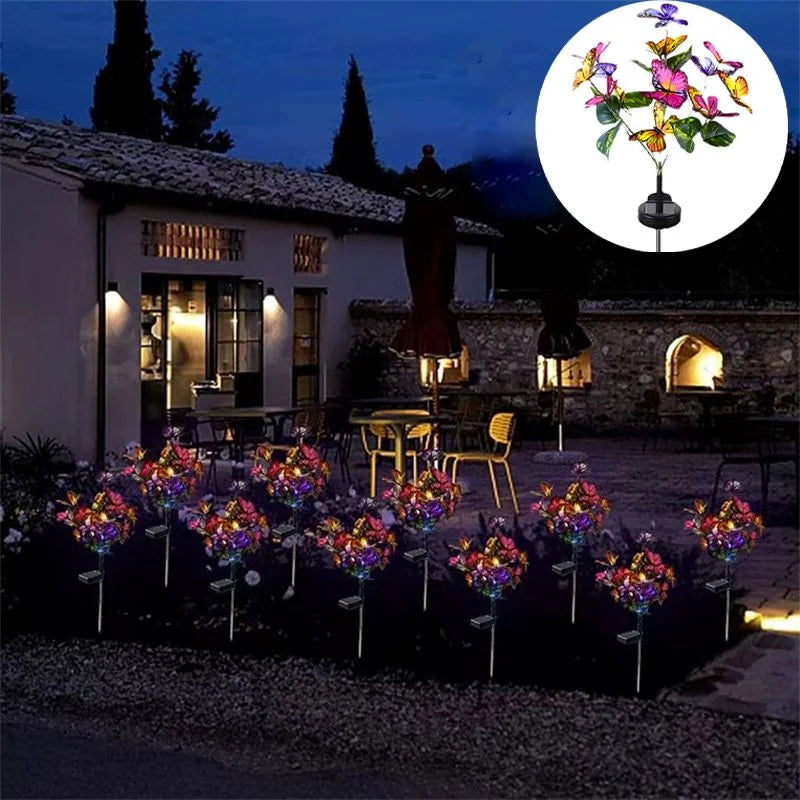 Ramadan Decorations 2026 Wedding Party Valentine's Day Camping LED Outdoor Garden Fairy Simulation Butterfly Solar Lawn Lamp