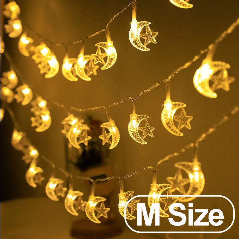 LED Moon & Star String Lights – Eid Ramadan Home Decoration
