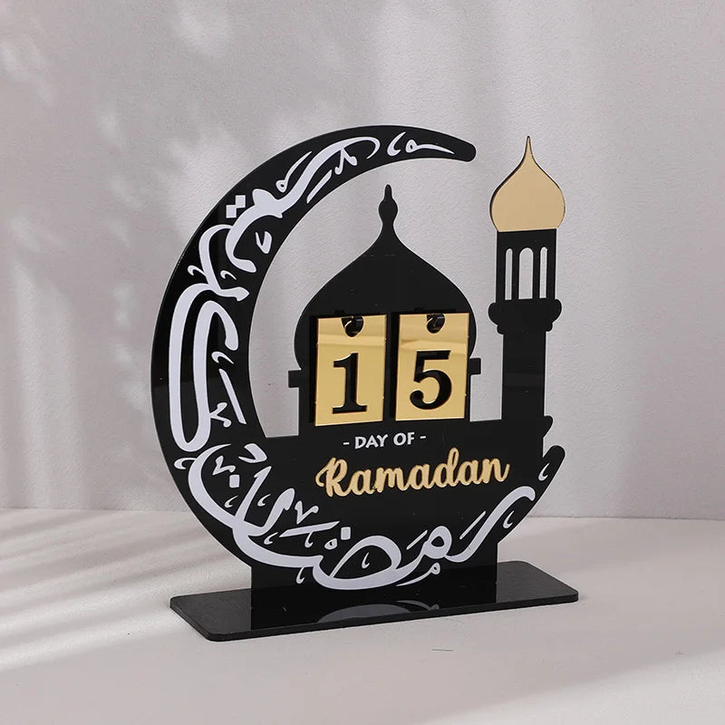 Black Gold Ramadan Countdown Calendar Gift Day Of Acrylic Ramadan Calendar Ornament With Replacing Number 2025 Eid Mubarak Decor