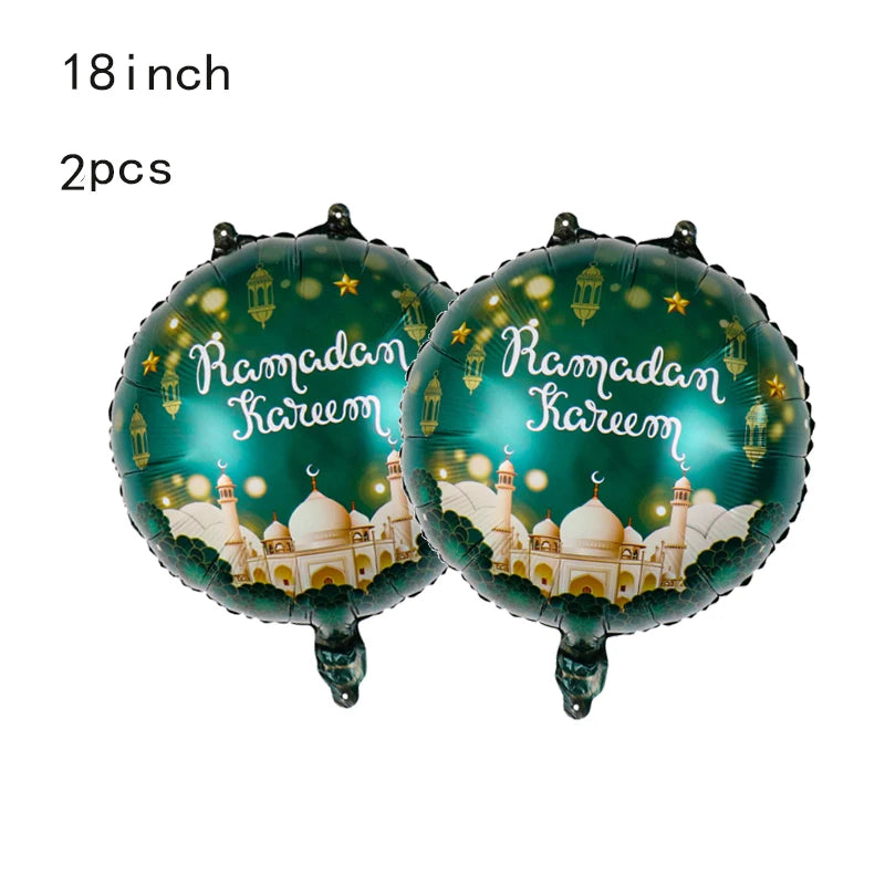 Eid Mubarak Round Star Moon Foil Balloon Ramadan Kareem Islamic Muslims Umrah Mubarak  Eid al Fitr Festival Party Decor Supplies