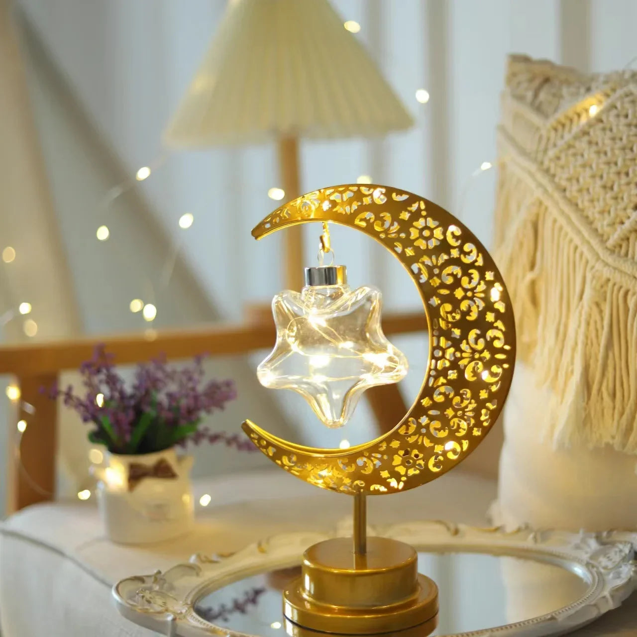 Ramadan Moon Led Light 2026 Eid Mubarak Decoration Metal Lamp for Home Room Ramadan Kareem Islamic Muslim Eid Al Adha Party Gift