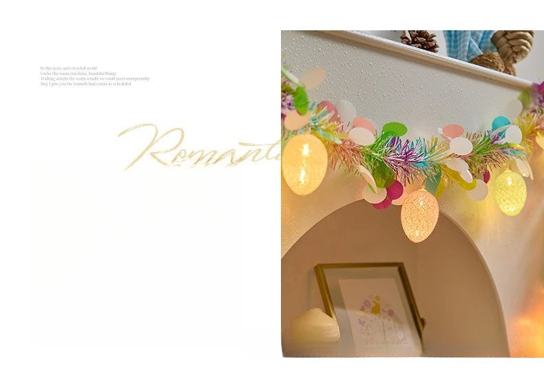 2M Spring Easter Garlands with Eggs LED Light String DIY Wreath Decora for Home Party Easter Birthday Kids Gift Hanging Ornament