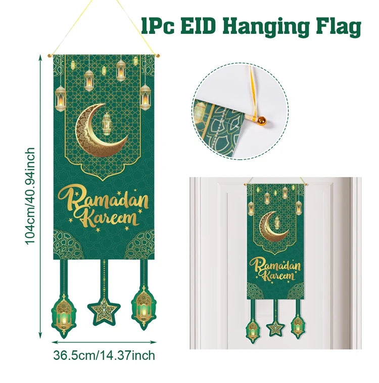 Eid Mubarak Decoration Hanging Flag Eid Mubarak Decor 2025 for Home Islamic Muslim Party Decor Ramadan Kareem Eid Al-Fitr Gift