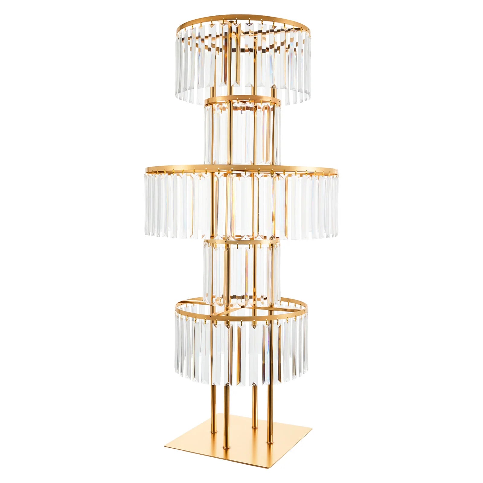 5 Tiers Gold/Silver Wedding Centerpieces Flower Stand Vase Centerpiece Acrylic Flower Stand with Hanging Acrylic