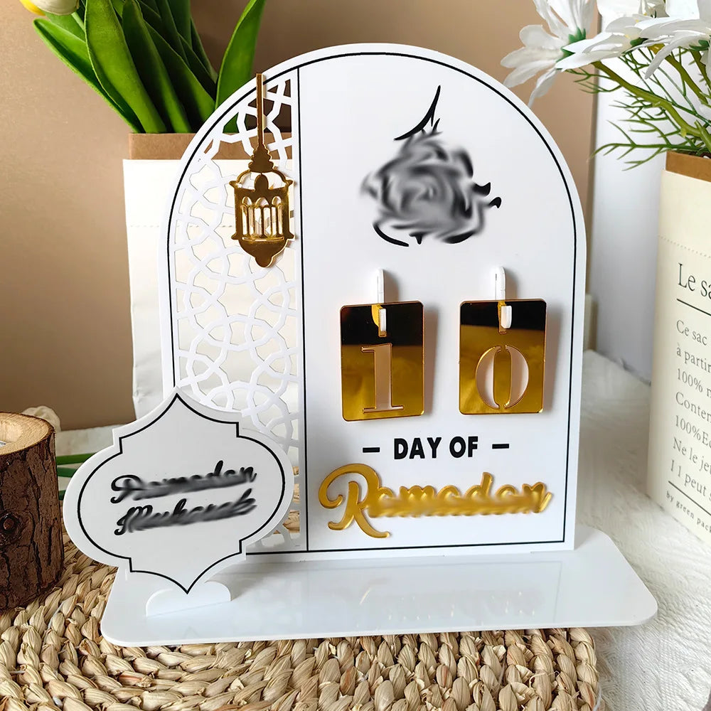 Ramadan Countdown Calendar 2026 Acrylic Silver Eid Mubarak Advent Islamic Home Decor For Muslim Party Indoor Table Desk Gifts