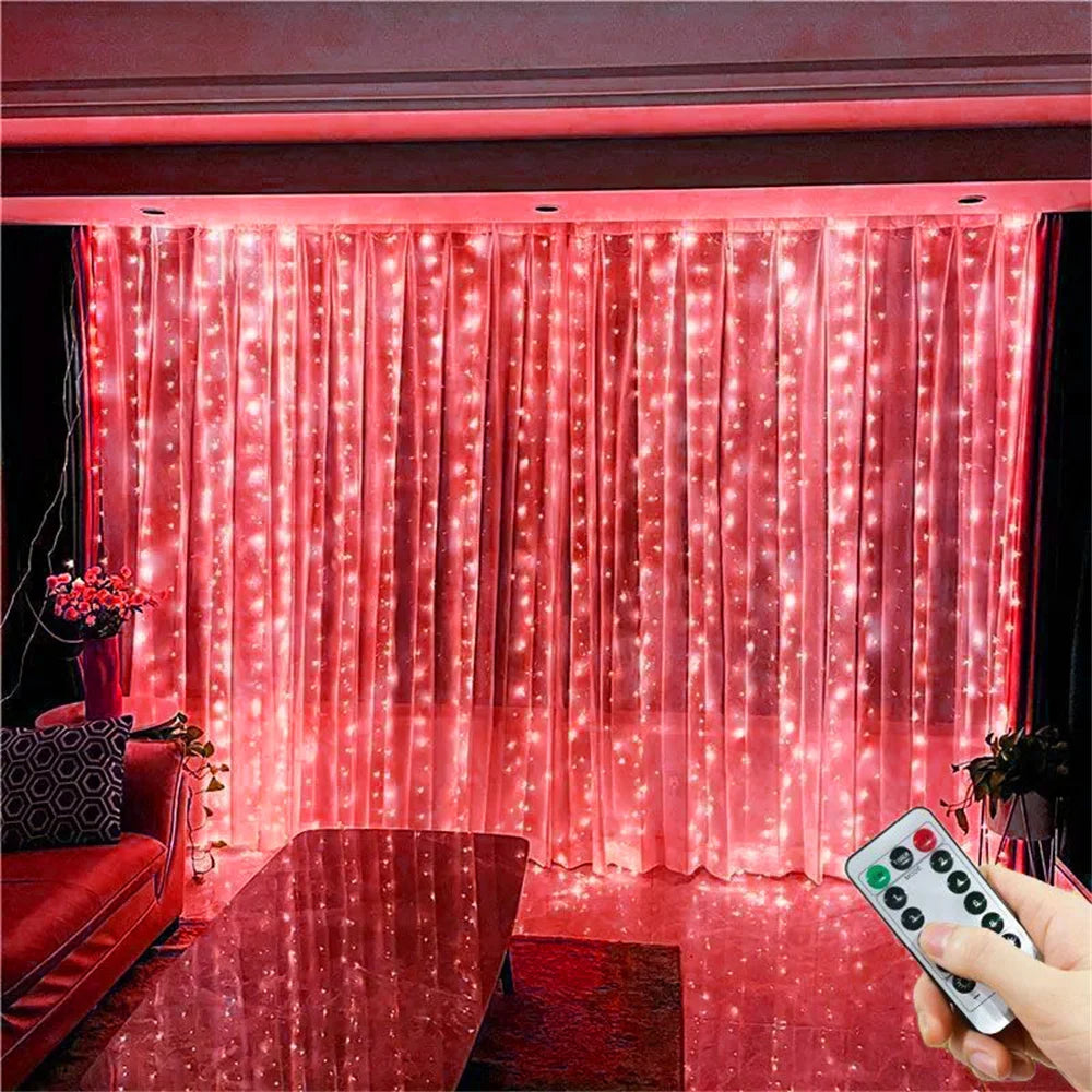 Curtain Lights LED 8 Modes Fairy Light Wedding Valentine's Day USB Plug Curtain Garland Ramadan EID Mubarak Decoration for Home