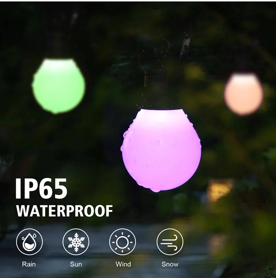 Smart WIFI and Bluetooth G40 LED Bulb String 15M/30M USB Festoon Fairy Lights Room Outdoor Garden Camping Decor Garland Light