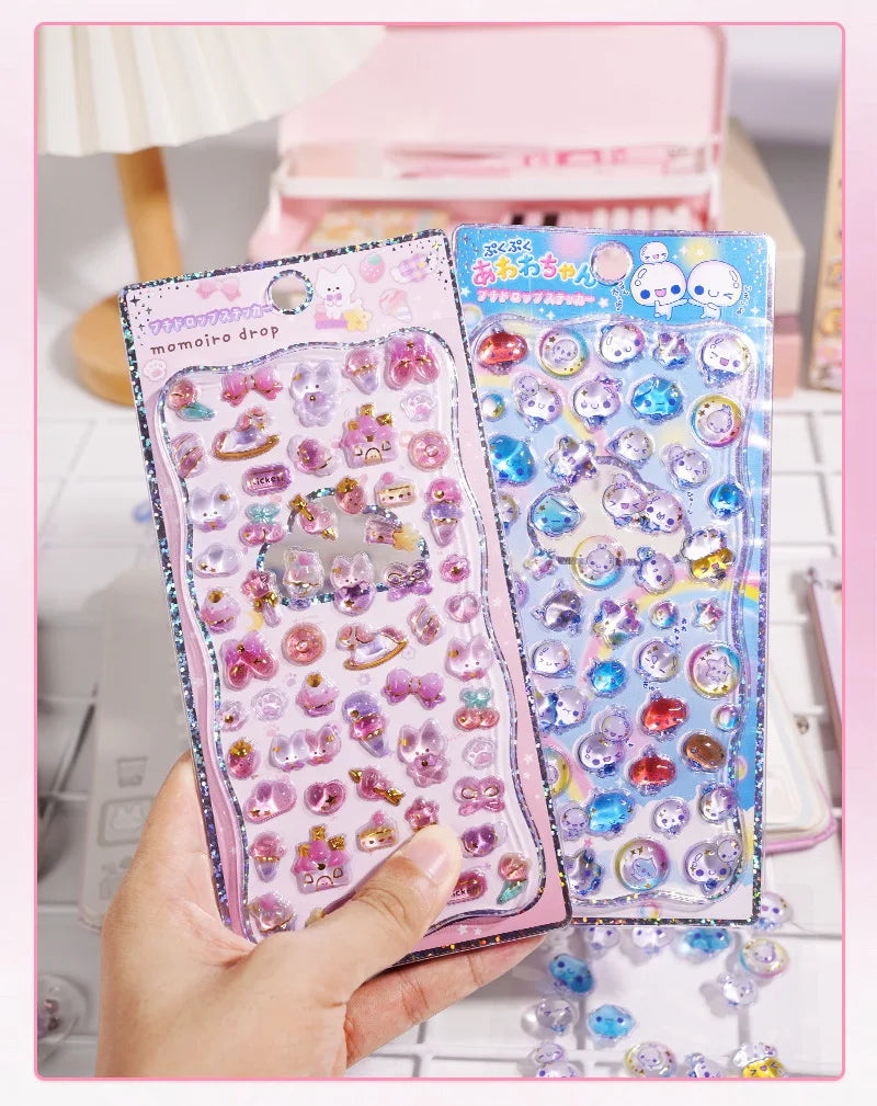 Embossed Animal 3D Crystal Sticker DIY Crafts PVC Cartoon Animal Sticker Melody Relief Decorative Sticker Water Cup Decoration