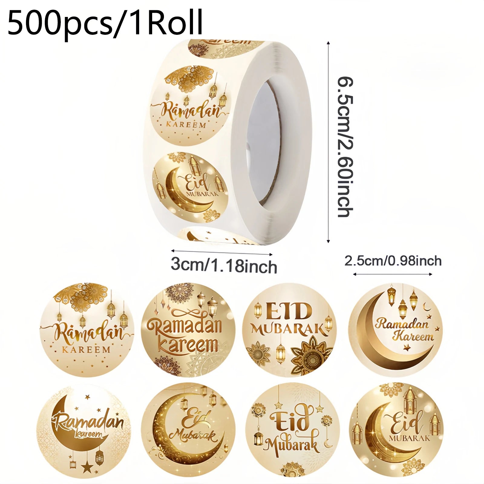 New EID Mubarak Stickers Gift Bag Candy Box Seal Lables Ramadan Kareem Paper Sticker Party DIY Decoration